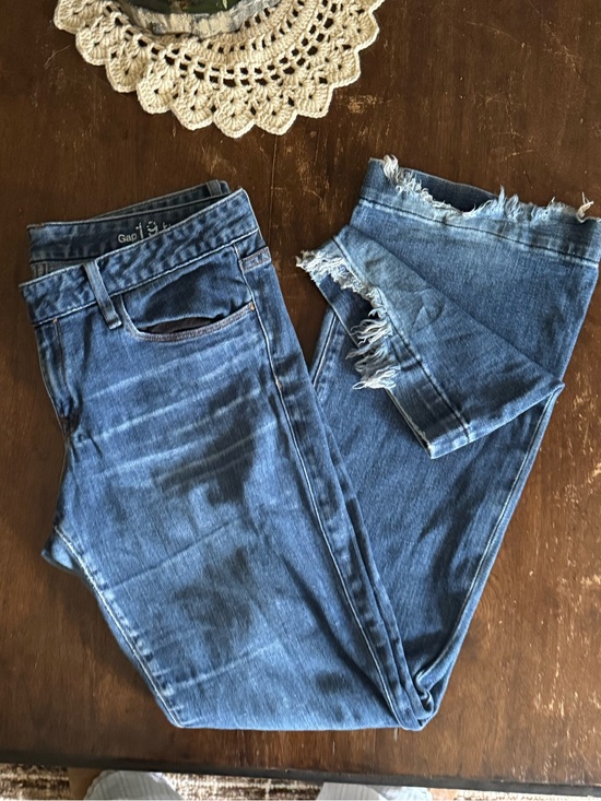 GAP Denim - Gap 1969 Sexy Boot Cut Jeans Medium Wash Frayed Hem Size 32/14